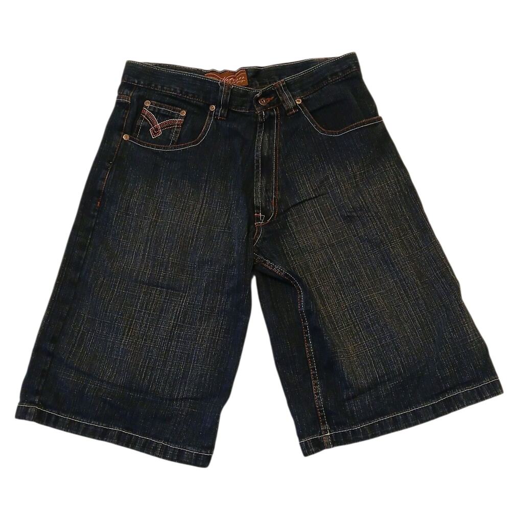 Y2K Men's Evolution In Design‎ Denim Shorts 36 Blue Dark Wash Relaxed Fit Jean